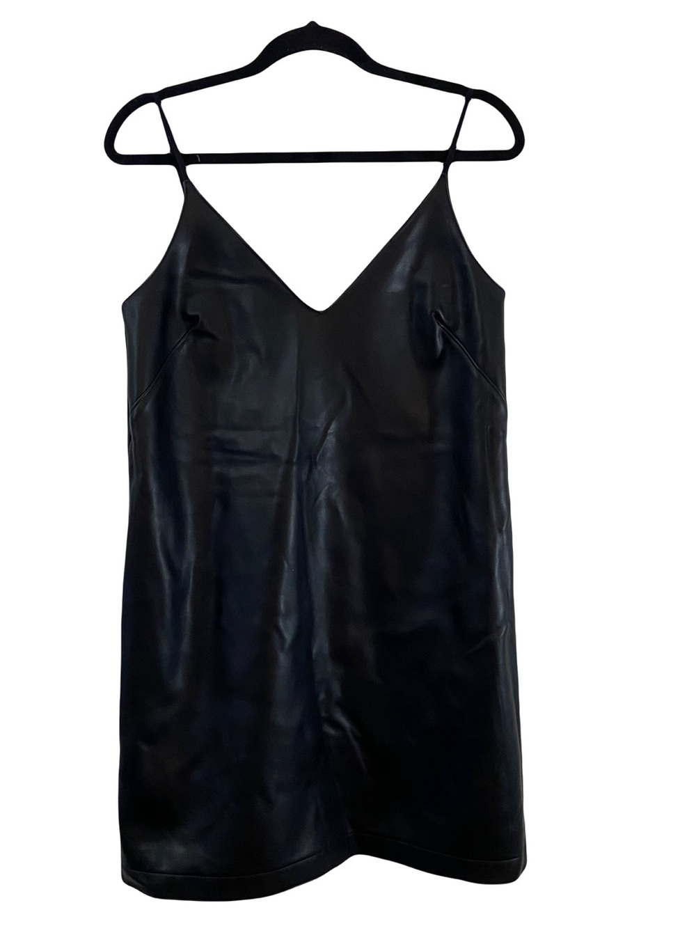 Aritzia Black Faux Leather Slip Mini Dress